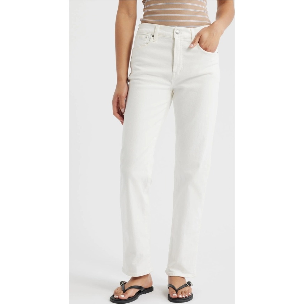 Madewell The Longline Straight Jean White High Rise Magic Pockets Size 25 NWT